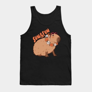 Sun and fun a cute capybara ready for summer vacation Tank Top